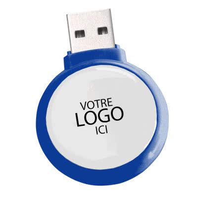 Clé USB rotative basique (1 GB, Bleu roi, Plastique, Aluminium
